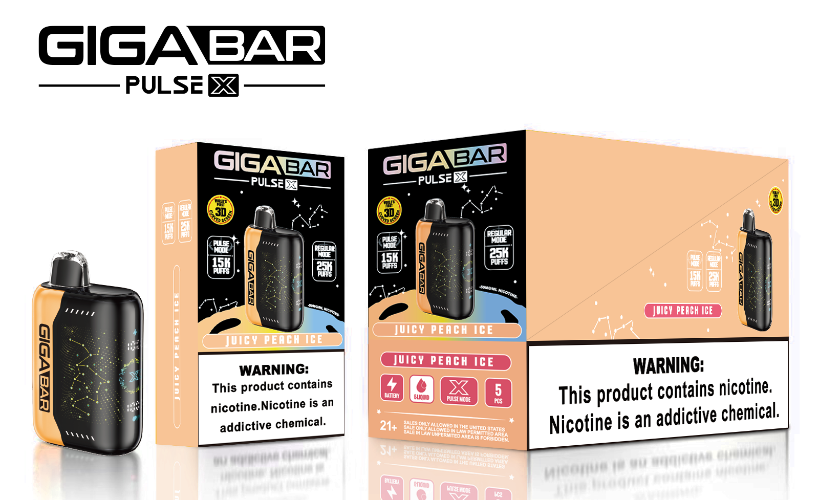 GIGA BAR PULSE X 25000 Puffs - Juicy Peach Ice(Warehouse A1!) 3 GIGA BAR PULSE X 25000 Puffs - Juicy Peach Ice(Warehouse A1!) - Image 3