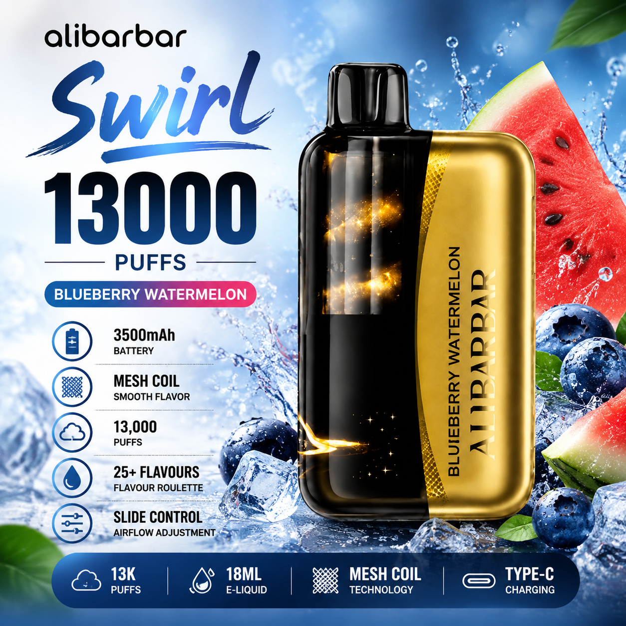 ALIBARBAR SWIRL 13000 Puffs-【Total flavours】(Warehouse A3!) 4 ALIBARBAR SWIRL 13000 Puffs-【Total flavours】(Warehouse A3!) - Image 4