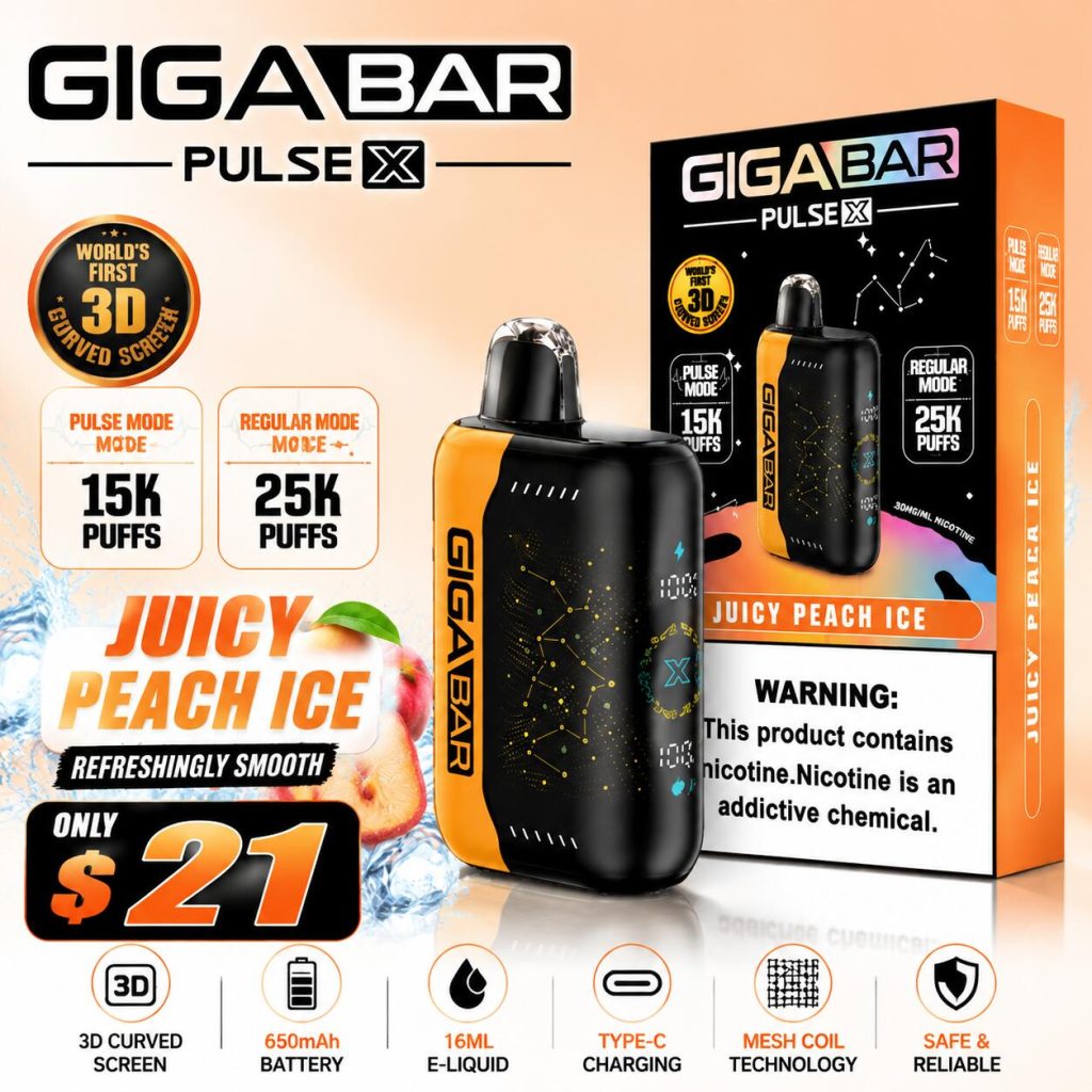 GIGA BAR PULSE X 25000 Puffs - Juicy Peach Ice VAPE