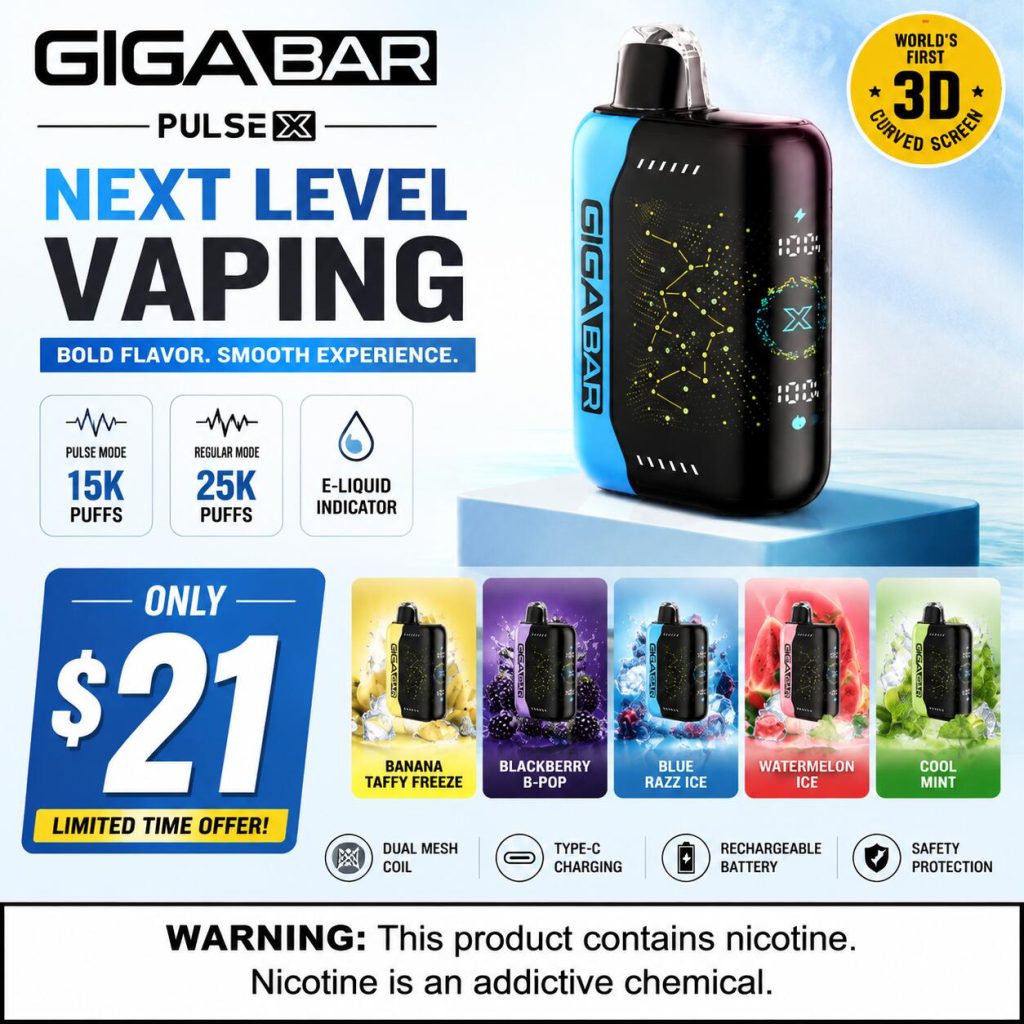 GIGA BAR PULSE X 25000 Puffs【Total flavours】